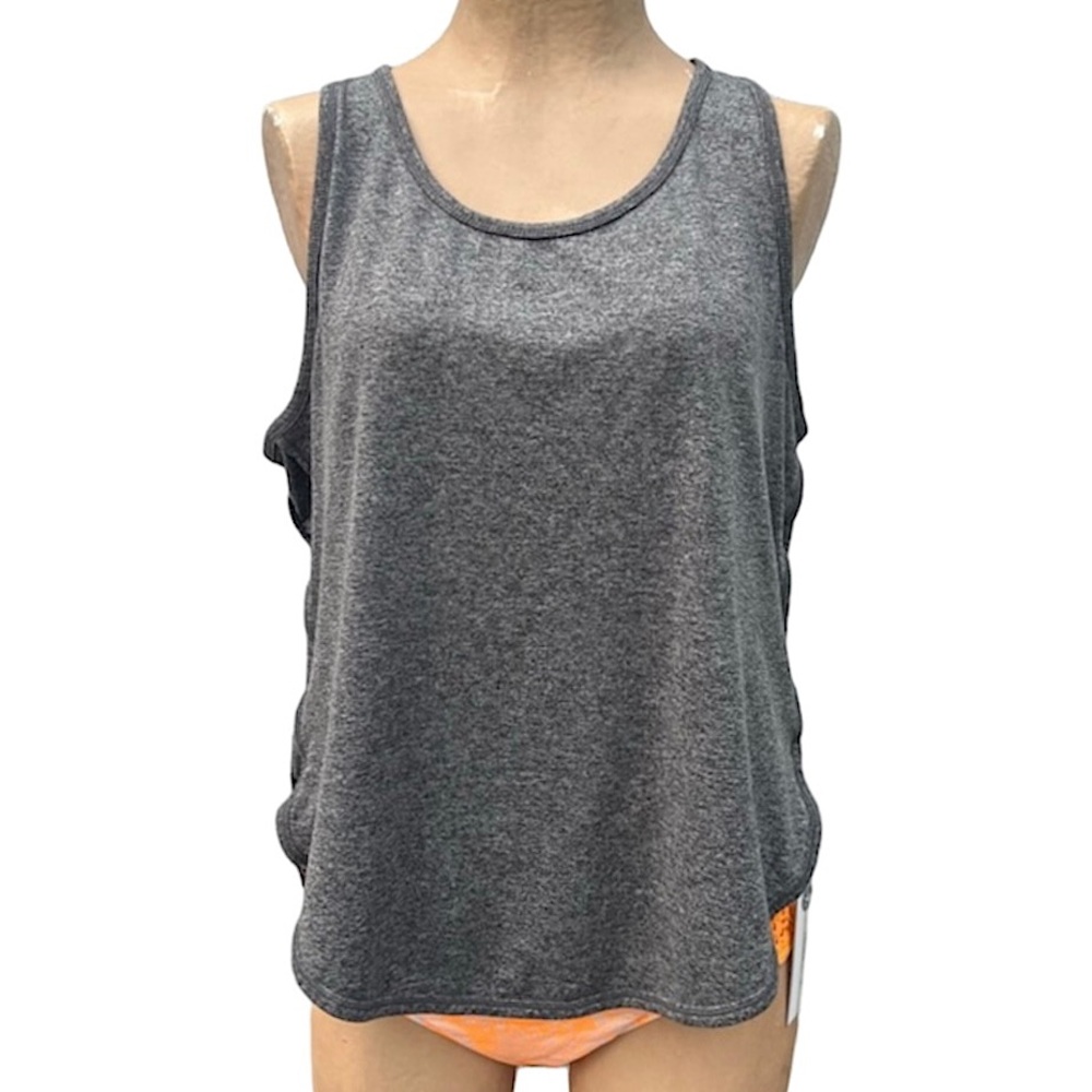- Yogalicious L Lux Heather Gray Curved Hem Tank! EUC!